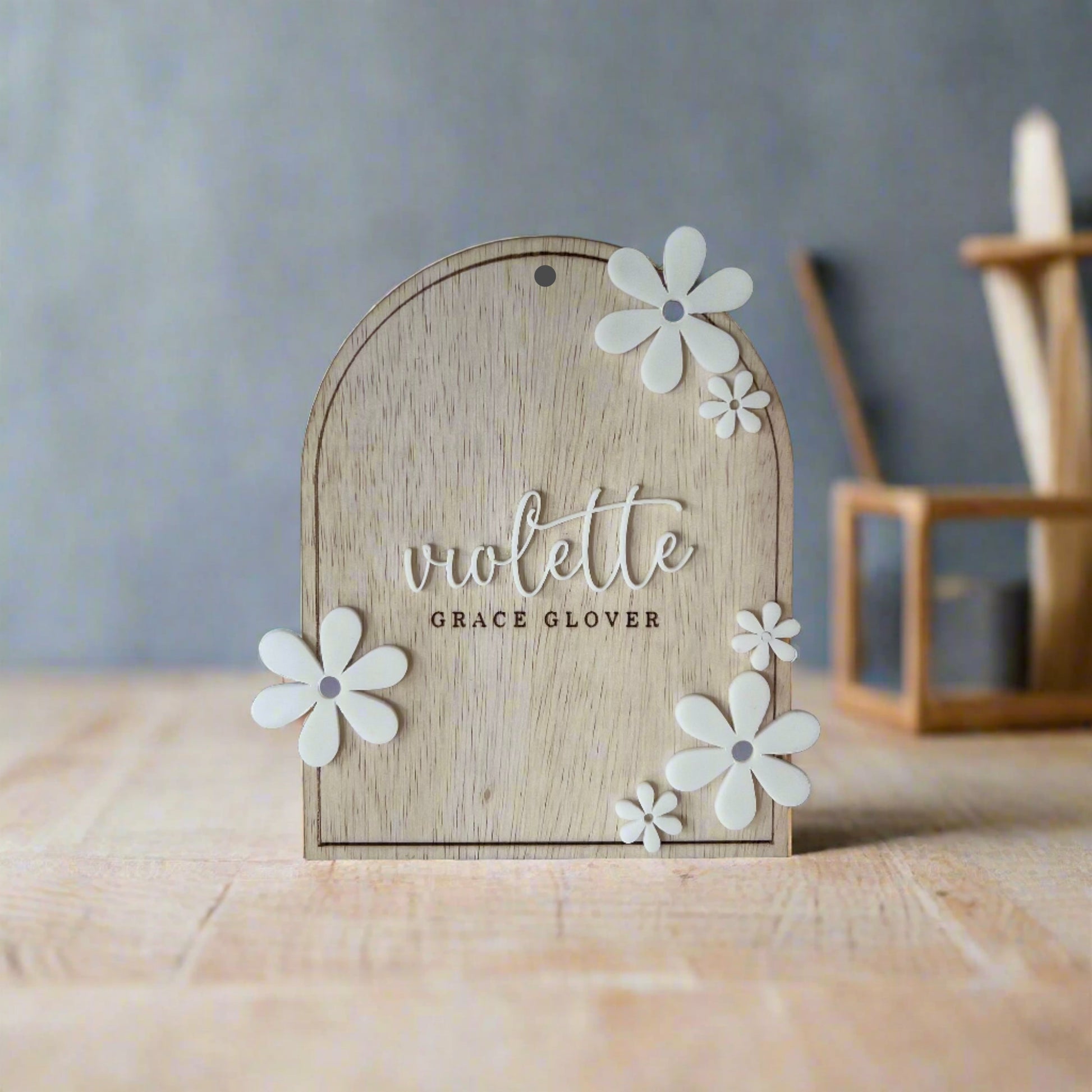 Wooden Daisy Flower Arched Milestone Cards 13cm x 16.5cm